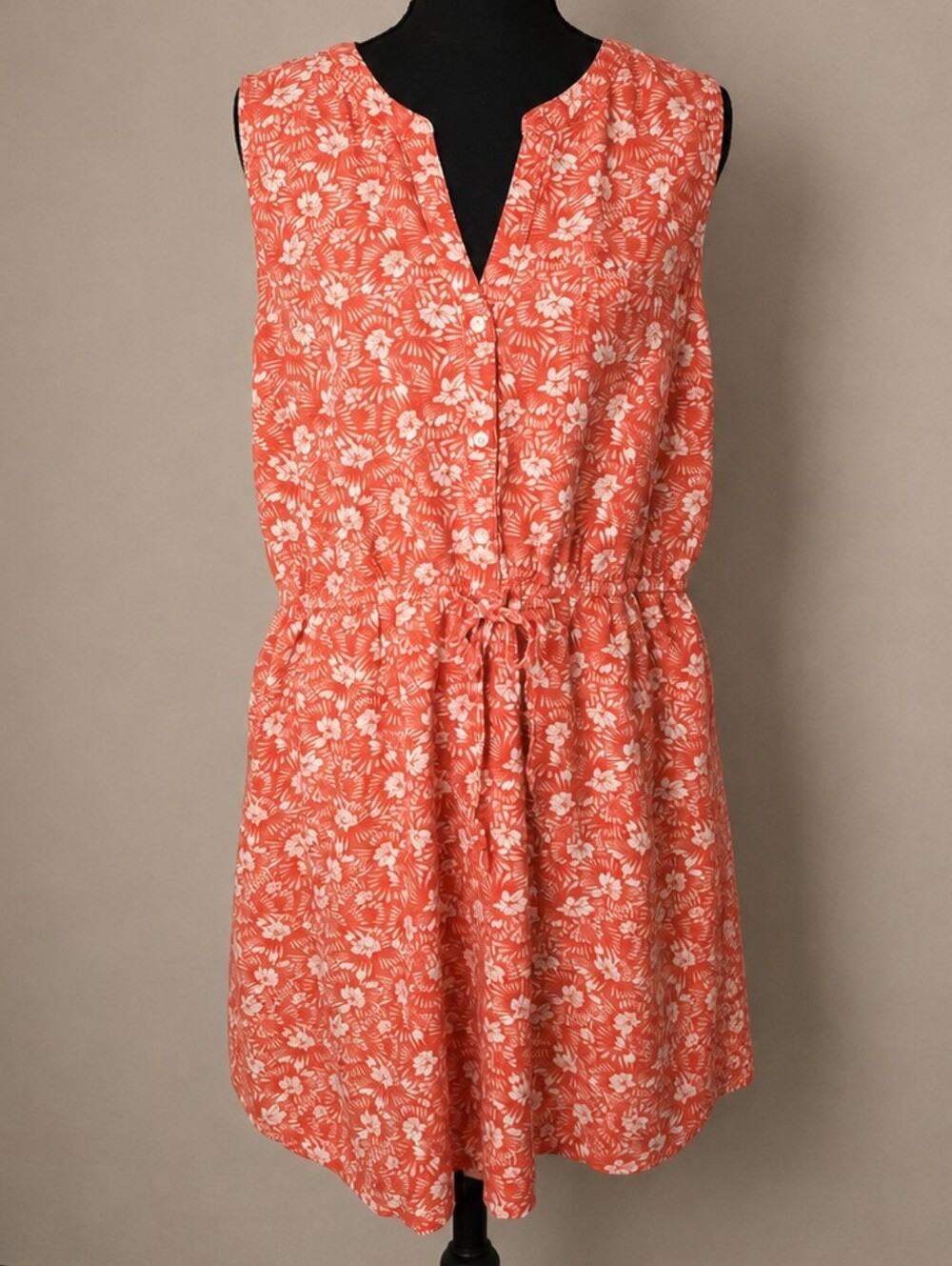 St. John's Bay Coral and White Floral Sleeveless Dress